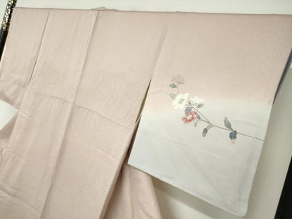 平和屋着物●訪問着　友禅　作家物　枝花文　暈し染め　正絹　逸品　DABF1553ud