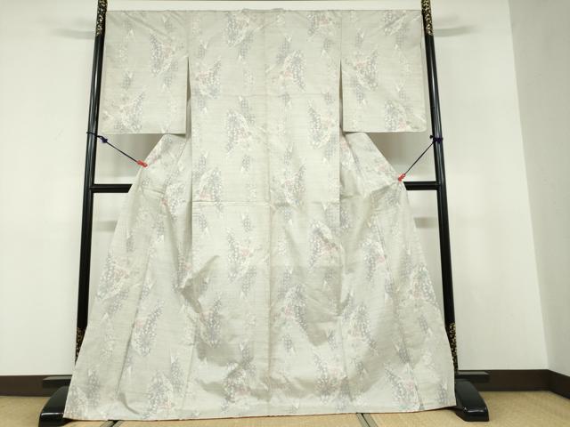 平和屋着物●本場大島紬　白大島　9マルキ　枝花文　正絹　逸品　DABF1557ud