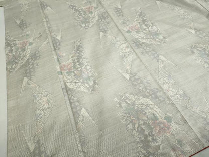 平和屋着物●本場大島紬　白大島　9マルキ　枝花文　正絹　逸品　DABF1557ud