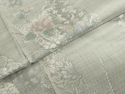 平和屋着物●本場大島紬　白大島　9マルキ　枝花文　正絹　逸品　DABF1557ud