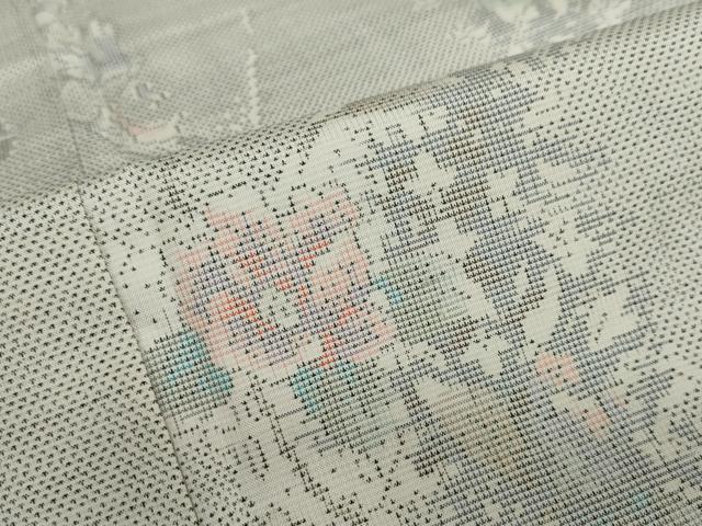 平和屋着物●本場大島紬　白大島　9マルキ　枝花文　正絹　逸品　DABF1557ud
