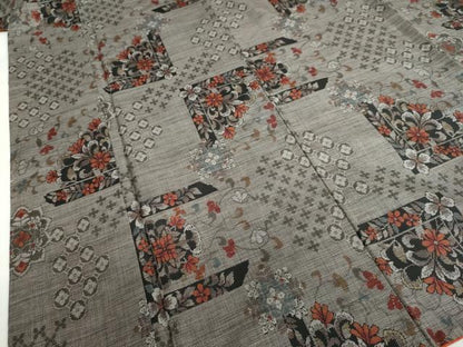 平和屋着物●本場大島紬　9マルキ　草花文　正絹　逸品　DABF1560ud