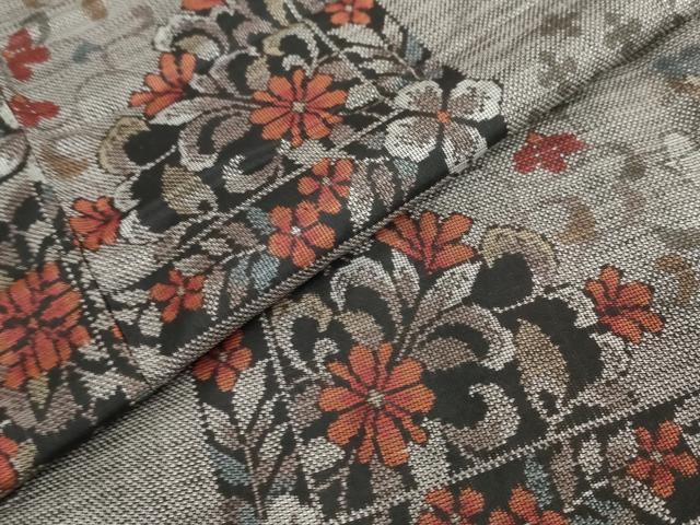 平和屋着物●本場大島紬　9マルキ　草花文　正絹　逸品　DABF1560ud