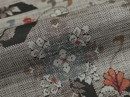 平和屋着物●本場大島紬　9マルキ　草花文　正絹　逸品　DABF1560ud