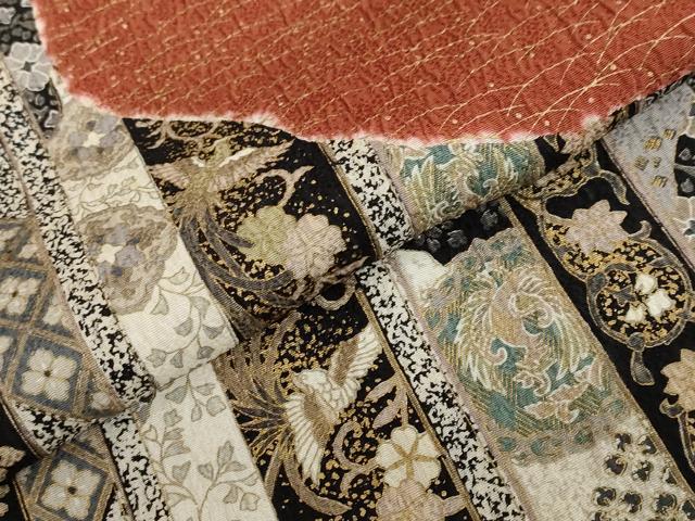 平和屋着物●訪問着　絞り　鳳凰草花文　黒地　金彩　正絹　逸品　DABF1561ud