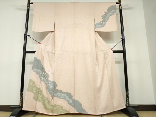 平和屋着物●中国三大刺繍　スワトウ刺繍　汕頭刺繍　訪問着　絞り　道長草花文　金彩　正絹　逸品　DABF1562ud