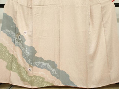 平和屋着物●中国三大刺繍　スワトウ刺繍　汕頭刺繍　訪問着　絞り　道長草花文　金彩　正絹　逸品　DABF1562ud