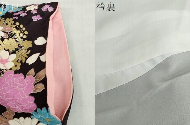 平和屋着物●豪華振袖　刺繍　ラインストーン　草花文　暈し染め　金銀彩　正絹　逸品　DABF1571ud