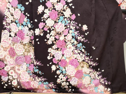 平和屋着物●豪華振袖　刺繍　ラインストーン　草花文　暈し染め　金銀彩　正絹　逸品　DABF1573ud