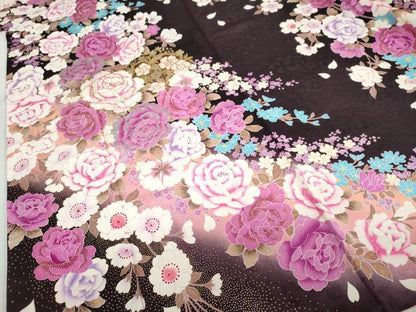 平和屋着物●豪華振袖　刺繍　ラインストーン　草花文　暈し染め　金銀彩　正絹　逸品　DABF1571ud
