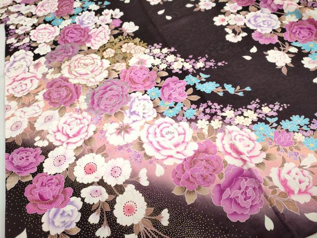平和屋着物●豪華振袖　刺繍　ラインストーン　草花文　暈し染め　金銀彩　正絹　逸品　DABF1571ud