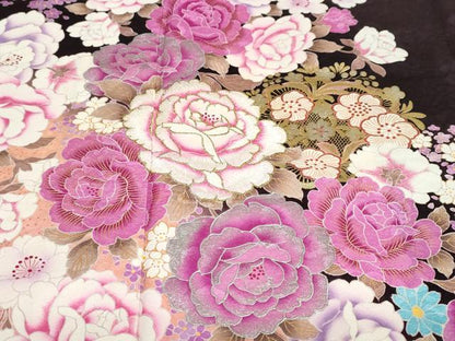 平和屋着物●豪華振袖　刺繍　ラインストーン　草花文　暈し染め　金銀彩　正絹　逸品　DABF1573ud