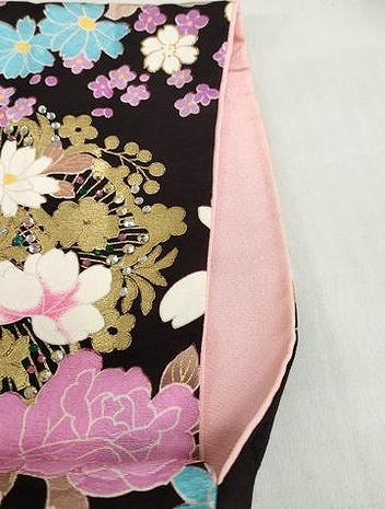 平和屋着物●豪華振袖　刺繍　ラインストーン　草花文　暈し染め　金銀彩　正絹　逸品　DABF1572ud