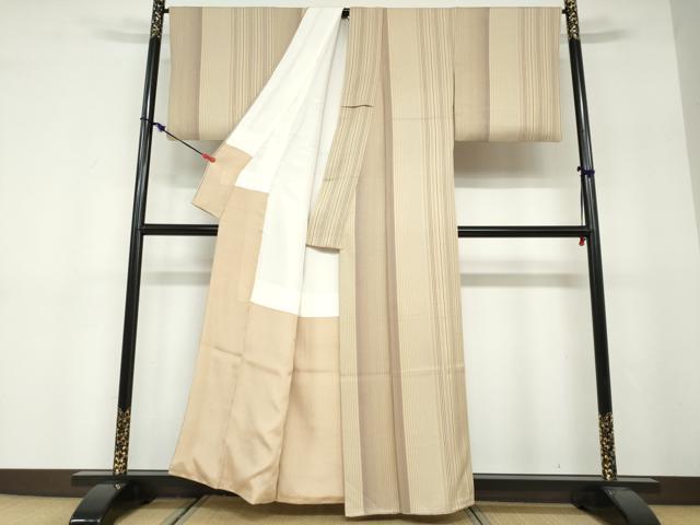 平和屋着物●上質な小紋　変わり縞　正絹　逸品　DABF1574ud