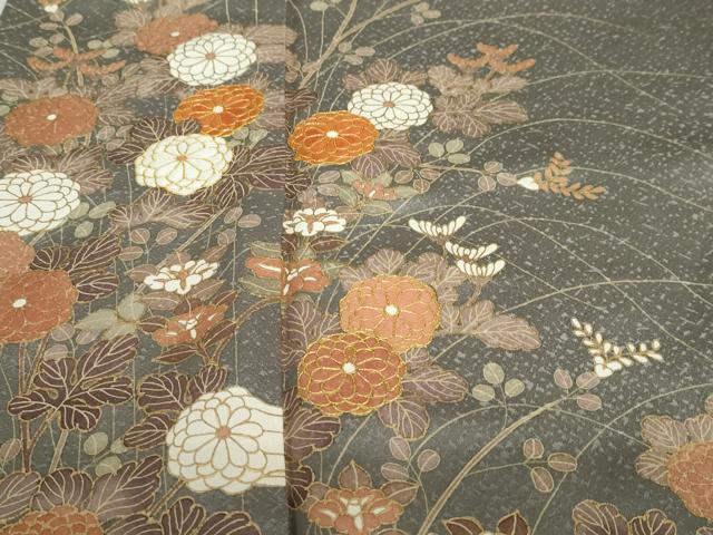平和屋着物●訪問着　駒刺繍　草花文　金彩　正絹　逸品　DABF1576ud