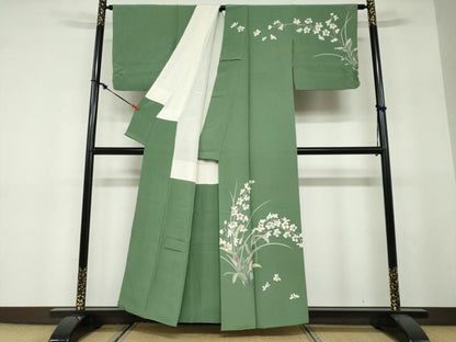 平和屋着物●訪問着　友禅　作家物　草花文　正絹　逸品　DABF1580ud