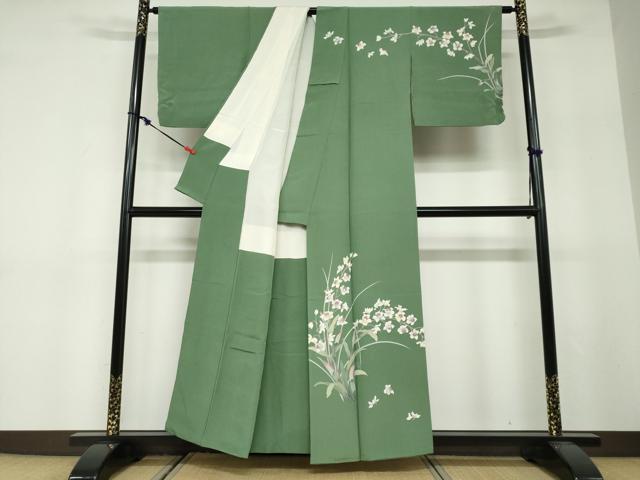 平和屋着物●訪問着　友禅　作家物　草花文　正絹　逸品　DABF1580ud