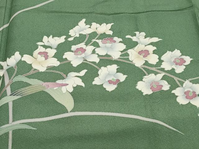 平和屋着物●訪問着　友禅　作家物　草花文　正絹　逸品　DABF1580ud