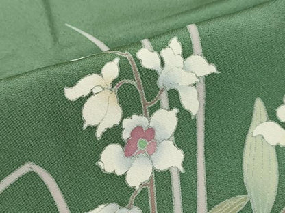 平和屋着物●訪問着　友禅　作家物　草花文　正絹　逸品　DABF1580ud