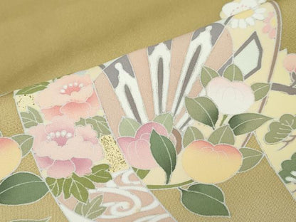 平和屋着物●訪問着　駒刺繍　片輪車短冊草花文　暈し染め　正絹　逸品　DABF1581ud