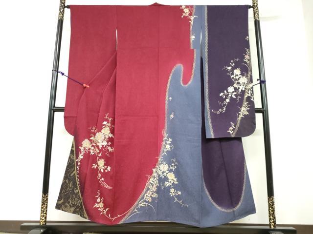 平和屋着物●豪華振袖　刺繍　草花文　暈し染め　金彩　やまと誂製　正絹　逸品　DABF1582ud