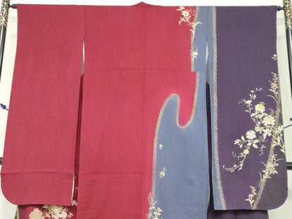 平和屋着物●豪華振袖　刺繍　草花文　暈し染め　金彩　やまと誂製　正絹　逸品　DABF1582ud