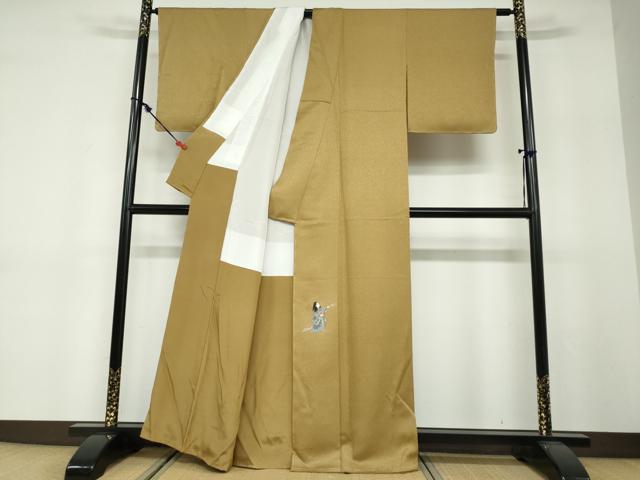 平和屋着物●上質な色無地　紋意匠　桑染色　正絹　逸品　未使用　DABF1586ud
