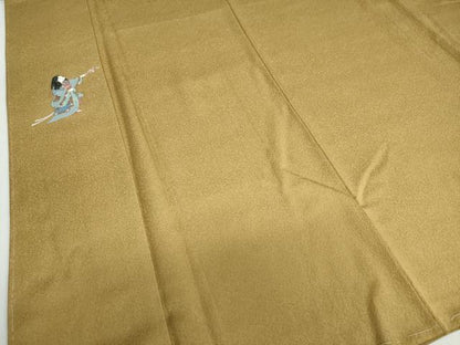 平和屋着物●上質な色無地　紋意匠　桑染色　正絹　逸品　未使用　DABF1586ud