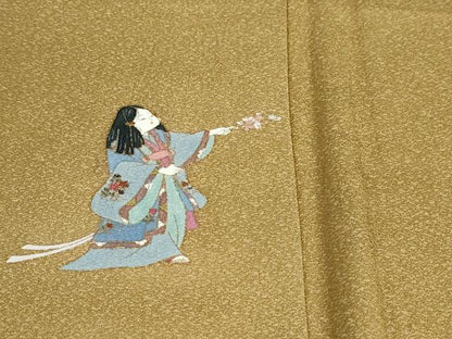 平和屋着物●上質な色無地　紋意匠　桑染色　正絹　逸品　未使用　DABF1586ud
