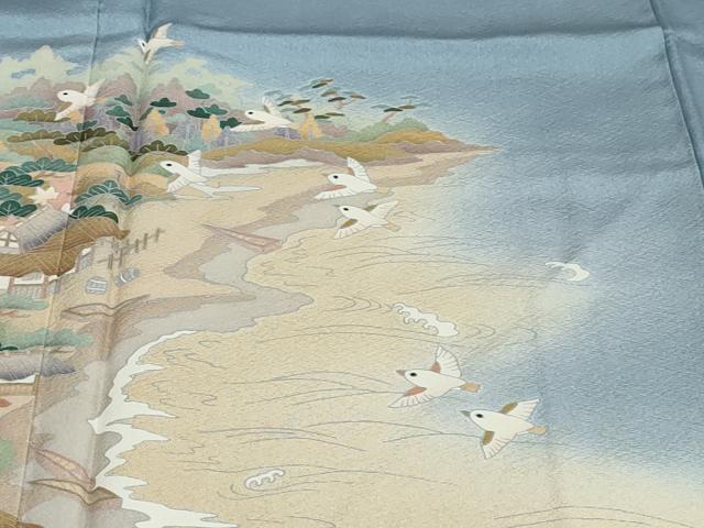 平和屋着物●豪華色留袖　友禅　作家物　飛鳥立波風景文　暈し染め　正絹　逸品　DABF1587ud