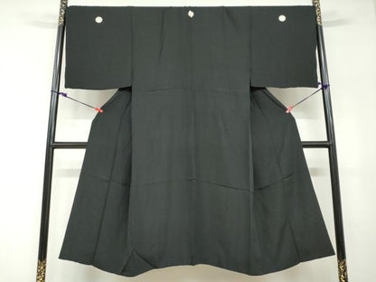 平和屋着物●男性　黒紋付　正絹　逸品　DABF1590ud