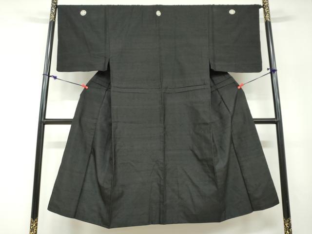 平和屋着物●男性　黒紋付　紬地　正絹　逸品　DABF1594ud