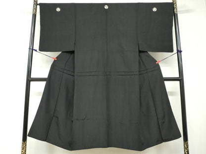 平和屋着物●男性　黒紋付　正絹　逸品　DABF1595ud
