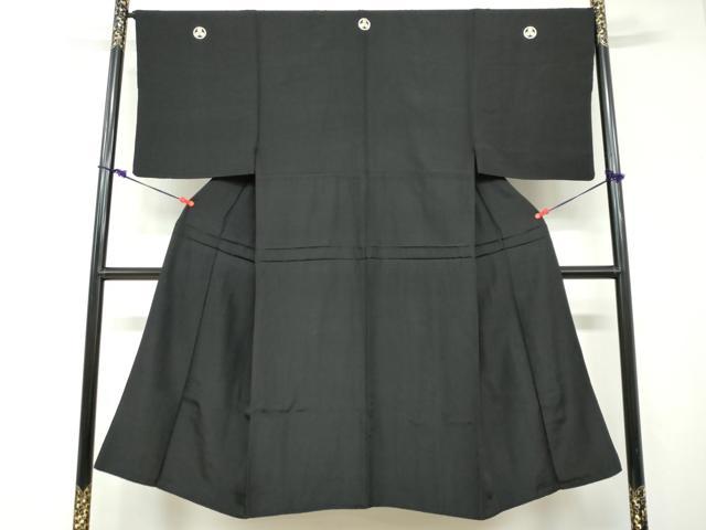 平和屋着物●男性　黒紋付　正絹　逸品　DABF1595ud