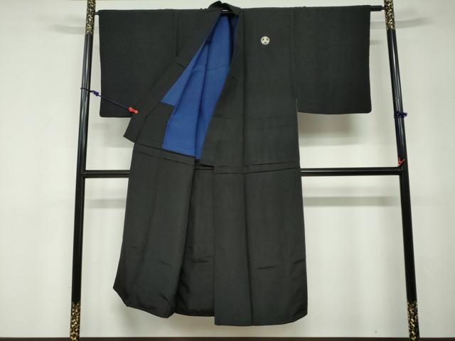 平和屋着物●男性　黒紋付　正絹　逸品　DABF1595ud