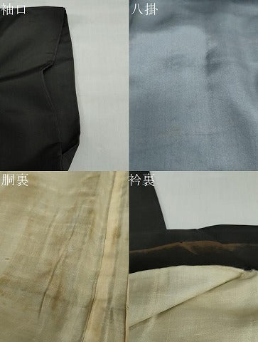 平和屋着物●男性　黒紋付　正絹　逸品　DABF1596ud