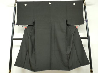 平和屋着物●男性　黒紋付　正絹　逸品　DABF1596ud