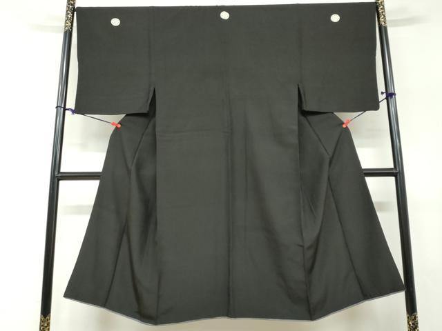 平和屋着物●男性　黒紋付　正絹　逸品　DABF1596ud