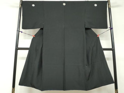 平和屋着物●男性　黒紋付　正絹　逸品　DABF1599ud