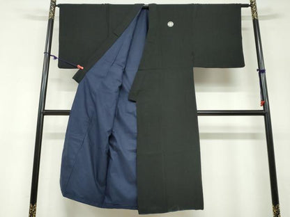 平和屋着物●男性　黒紋付　正絹　逸品　DABF1599ud