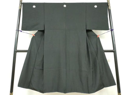 平和屋着物●男性　黒紋付　正絹　逸品　DABF1600ud