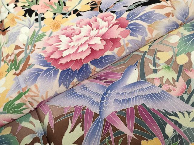 平和屋着物●豪華黒留袖　友禅　作家物　花鳥文　正絹　逸品　DABF1610ud