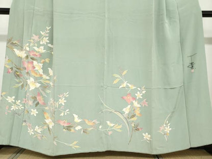 平和屋着物●京加賀友禅　百貫石峰　訪問着　草花文　正絹　逸品　DABF1616ud