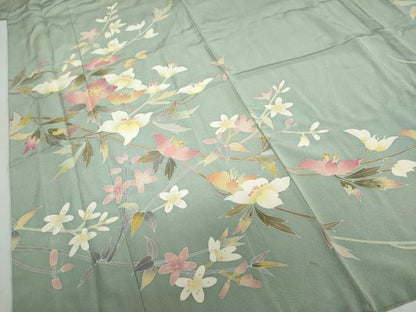 平和屋着物●京加賀友禅　百貫石峰　訪問着　草花文　正絹　逸品　DABF1616ud