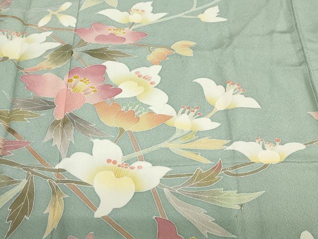 平和屋着物●京加賀友禅　百貫石峰　訪問着　草花文　正絹　逸品　DABF1616ud