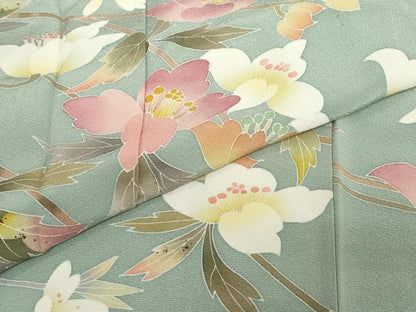 平和屋着物●京加賀友禅　百貫石峰　訪問着　草花文　正絹　逸品　DABF1616ud