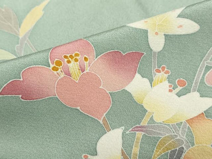 平和屋着物●京加賀友禅　百貫石峰　訪問着　草花文　正絹　逸品　DABF1616ud