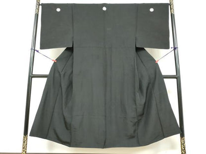 平和屋着物●男性　黒紋付　正絹　逸品　DABF1617ud