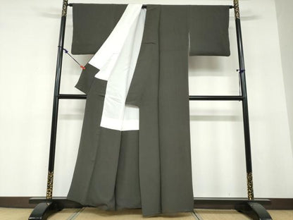 平和屋着物●上質な色無地　檳榔子染色　正絹　逸品　DABF1619ud