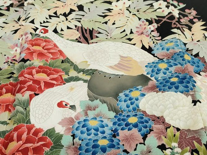 平和屋着物●本加賀友禅作家　鶴見保次　黒留袖　花鳥文　正絹　逸品　DABF1620ud